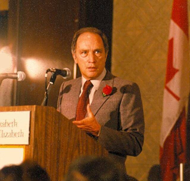 Pierre Trudeau speaks in Montreal in 1980.